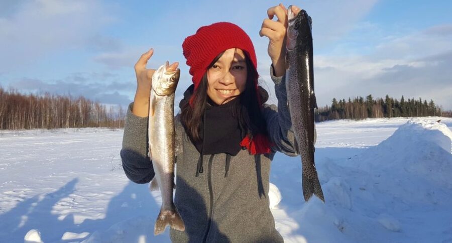 Chena Lake: Aurora Borealis Viewing & Ice Fishing Adventure - Arriving at Island View Pavilion