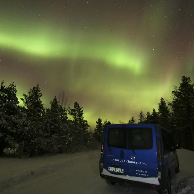 Kiruna: Northern Lights Minivan Chase with Warm Drink - Leaving Kiruna for the Arctic night