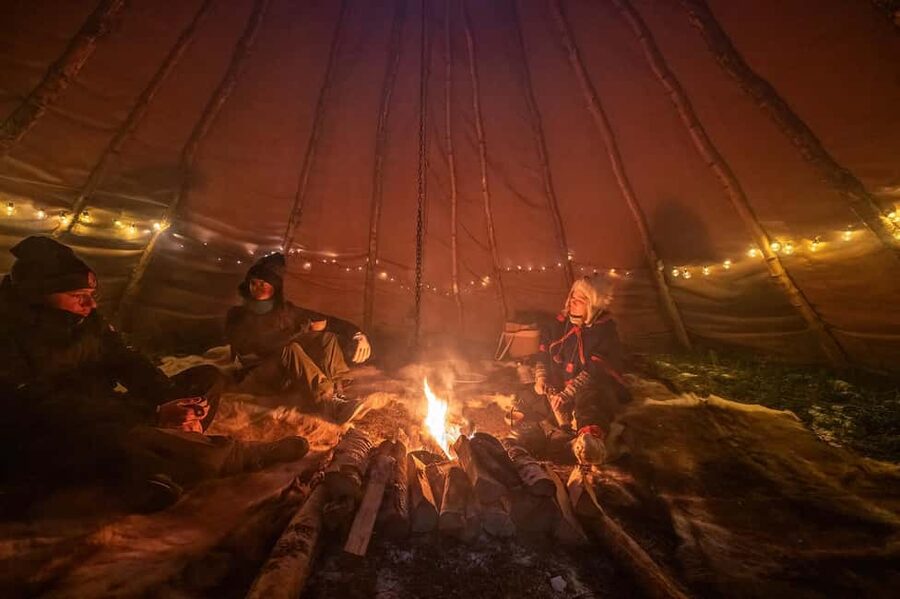Luleå: Sami Culture, Reindeer, and Northern Lights Tour - Meeting reindeer in the dark