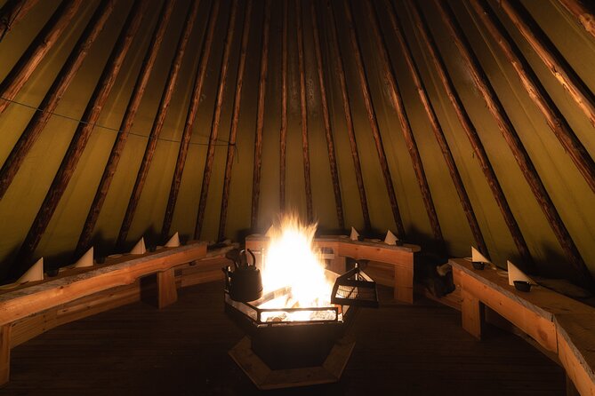 Northern lights tour to Lake Inari from Ivalo, Reindeers & Dinner - Island dinner beside an open fire