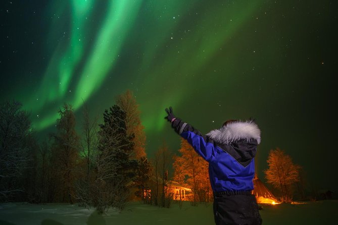 Northern lights tour to Lake Inari from Ivalo, Reindeers & Dinner - Watching the Northern Lights at Lake Inari