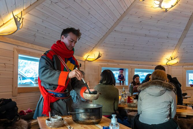 Reindeer feeding & Saami Culture with chance for Northern Lights - Dinner in the lavvu: bidos or vegan soup