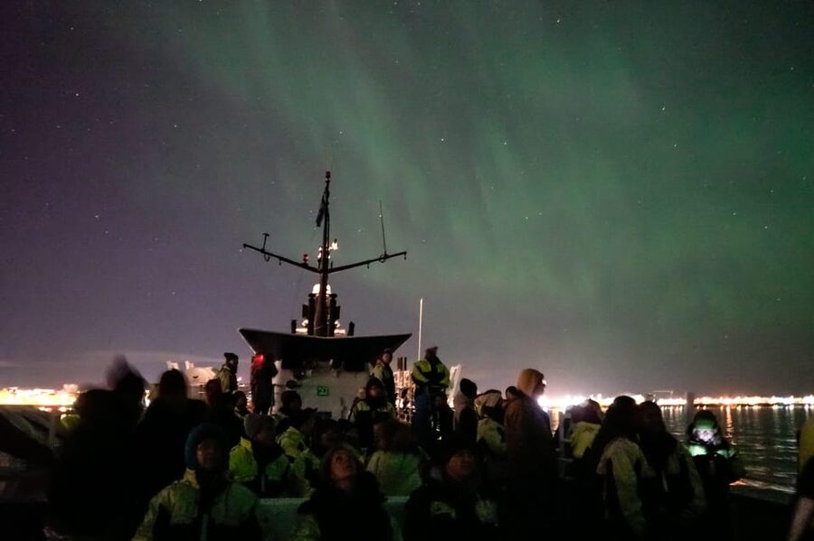 Reykjavik: Northern Lights Guided Boat Tour with Photos - Reaching darker water in 15 to 30 minutes