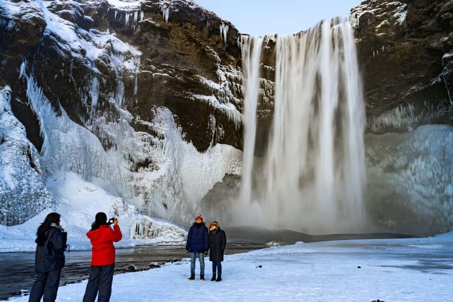 Reykjavík: South Coast Wonders & Northern Lights Tour - Skógafoss brings the first big waterfall moment