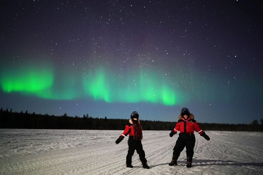 Rovaniemi: Northern Lights Sleigh Ride - Leaving Maakuntakatu behind